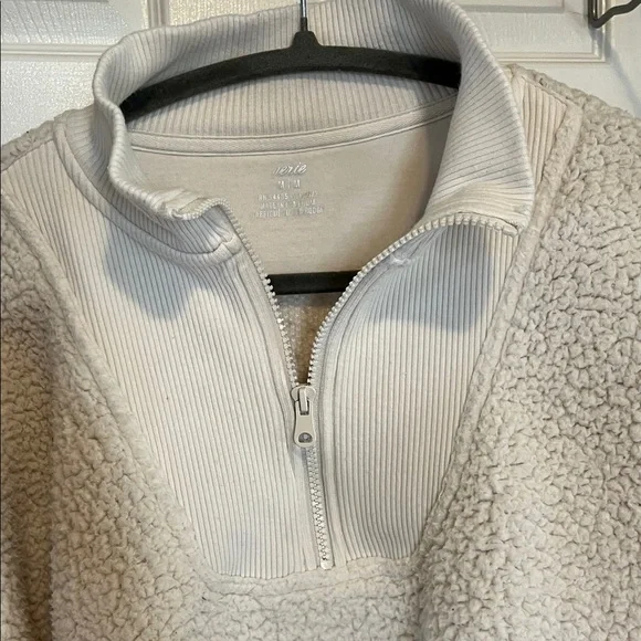 Aerie Cream Sherpa Quarter-Zip Sweater - Picture 2 of 7